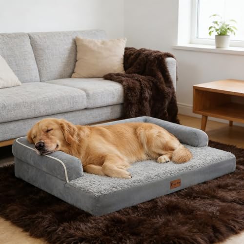 Orthopedic Washable Dog Bed for Extra Large Dogs (Grey / 45.0"L x 35.0"W x 8.0"Th)