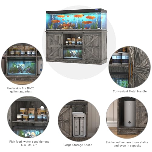 Farmhouse 75 120 Gallon Fish Tank Stand with Power Outlet (Grey / 75-120 Gallon)