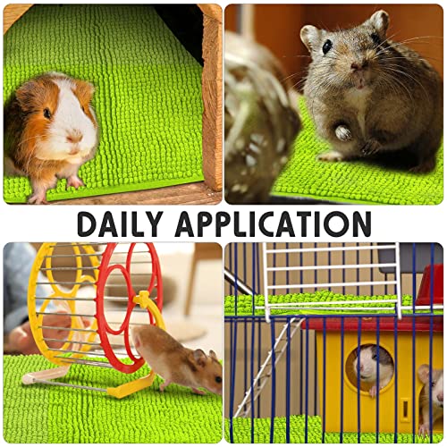 4 Pcs Guinea Pig Cage Liner (Green / 16 x 24 Inch / Low Pile Chenille)