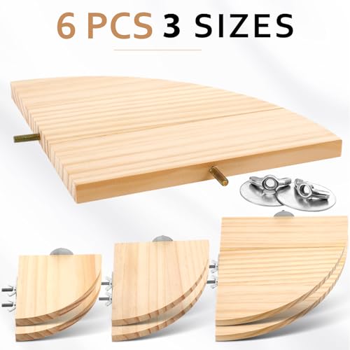 6 Pcs Bird Perch Platform Bird Corner Parrot Perch Corner Wooden Stand Sector Playground Cage Accessories Shelf for Parakeet Conure Cockatiel Budgie Gerbil Rat (7.1 x 7.1 inches / Beige)