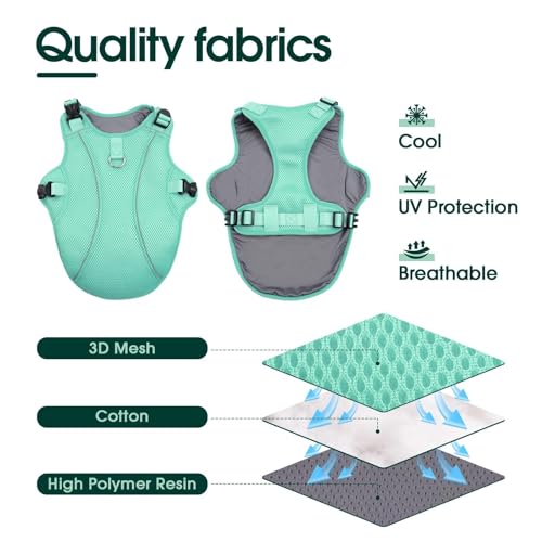 Dog Cooling Vest for Large Dogs with UV Protection (XL (Chest Girth:27.6'') / Mint Green)