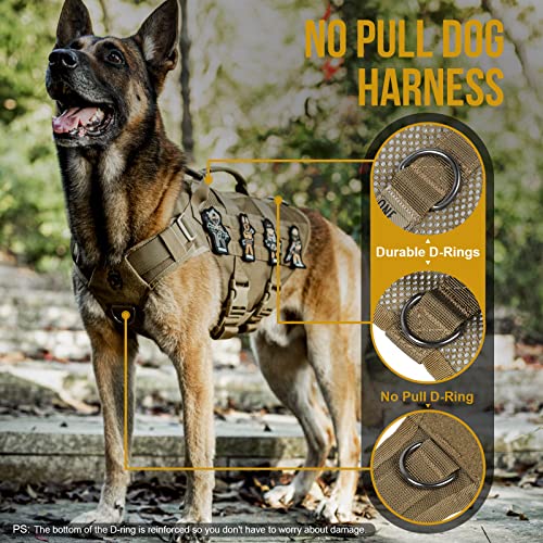 No Pull Tactical Dog Harness for Medium Dog (Brown / M)
