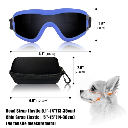 Dog Goggles Small Breed Dog Sunglasses Doggy UV Protection Glasses (Blue Frame Black Lens)