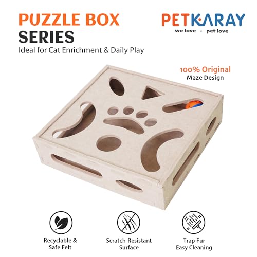 Felt Cat Puzzle Toy (Cat Puzzle Toy Box / Beige)
