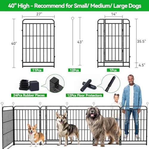 Heavy Duty Dog Playpen 12 Steel Panels 40" Height (27"W x 40"H)