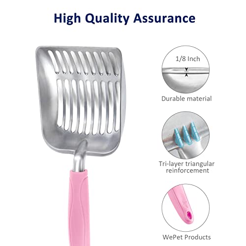 Cat Litter Scoop (Small / FLAT Aluminum \ #10 Pink Handle)