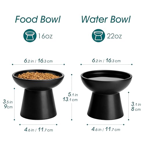 2 Pack Extra Wide Elevated Cat Bowls (Black)