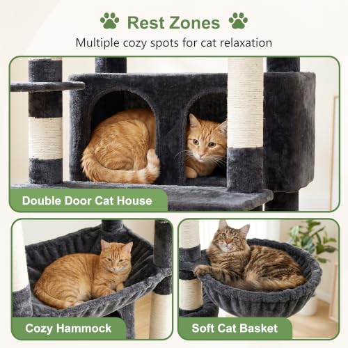 Tall Cat Tree for Large Cat (Smoky Gray / 75.2 inch)
