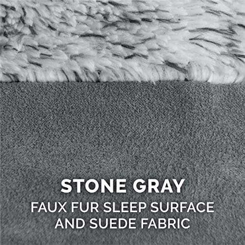 Cooling Gel Dog Bed for Medium (Medium / (Two-Tone Faux Fur & Suede) Stone Gray)