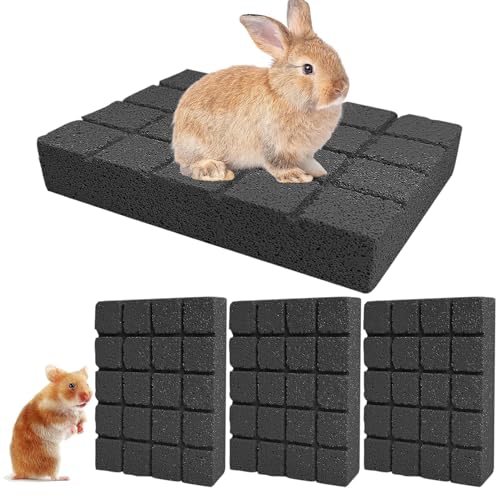 4PCS Rabbit Scratching Pads Bunny Lava Grinding Claw Pads Small Animal Foot Pads Hamster Scratch Board Chew Toys for Gerbil Chinchilla Hedgehog Guinea Pig Cage Accessories