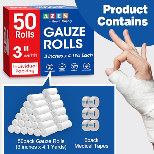 50 Pack Gauze Rolls Bandages (50p / 3IN)