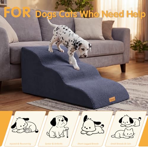 High Density Extended Foam Dog Ramp&Steps 3 Tiers (Blue / 33.1*15.7*15.7)