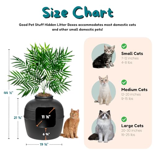Original Hidden Litter Box Planter (Palm Plant / Base Kit / Charcoal Black)