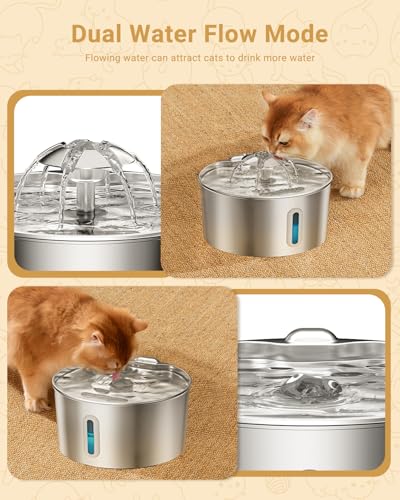 Stainless Steel Cat Water Fountain (3.2L+1 Filters)