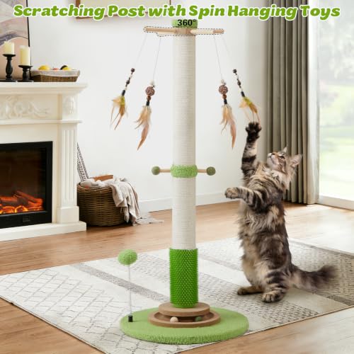 38" Tall Sisal Cat Scratching Post with Stable Base for Indoor Adult Cats (38 Inch Tall)