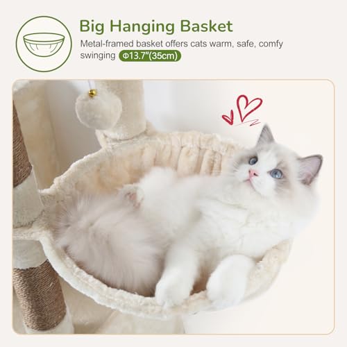 52in Cat Tree Tower for Indoor Cats (Beige / L)