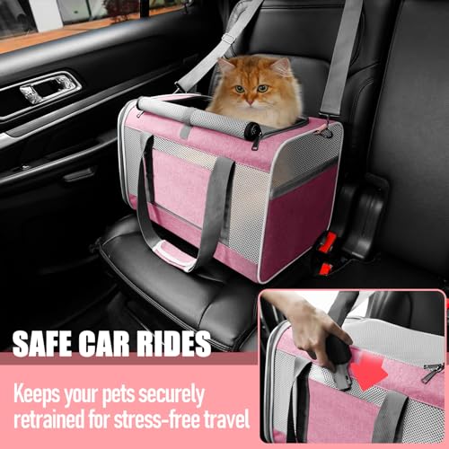 Large Cat Carrier Soft (Pink / 18.1"L x 11.8"W x 11.8"H)