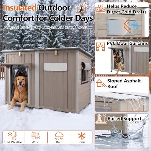 55" XL Insulated Outdoor Dog House for Large Dogs