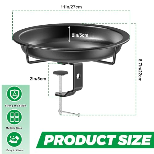 Deck Mounted Bird Bath for Outside (Black)