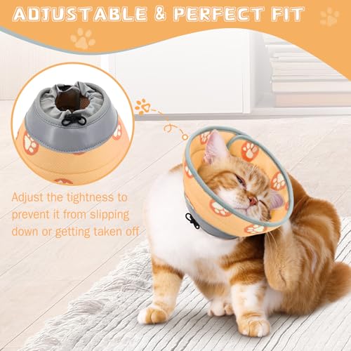 Cat Cone Collar Soft Elizabethan Collar for Surgery Recovery (Orange / S (Neck 5"-7"))