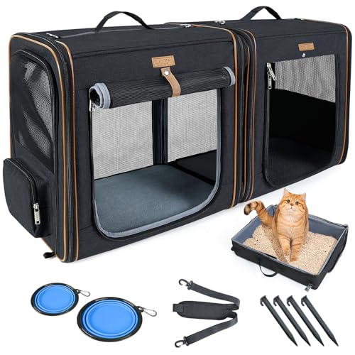 Large Cat Carrier for 2 Cats (Black)