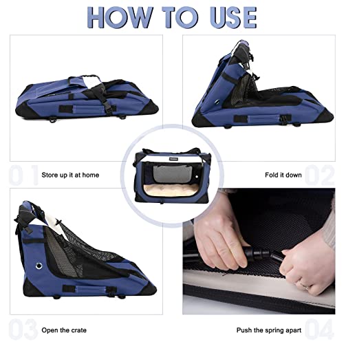 Collapsible Dog Travel Crate (28.0"L x 20.0"W x 20.0"H / Navy Blue)