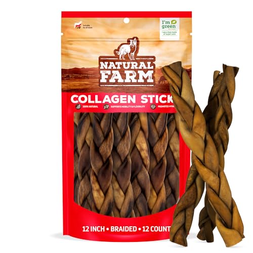 Odor Free Braided Collagen Chews for Dogs (12" Braided - 12 Count)