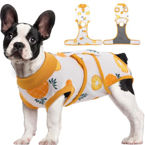 Recovery Suit for Dogs Cats (X-small (Back:8.3-11.4'', Weight:4-7 Lb) / Pineapple Citrus)