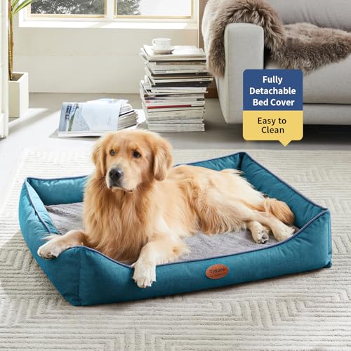 Orthopedic Dog Beds for Medium Dogs (39.4"L x 31.5"W x 7.4"Th / Peacock Blue)