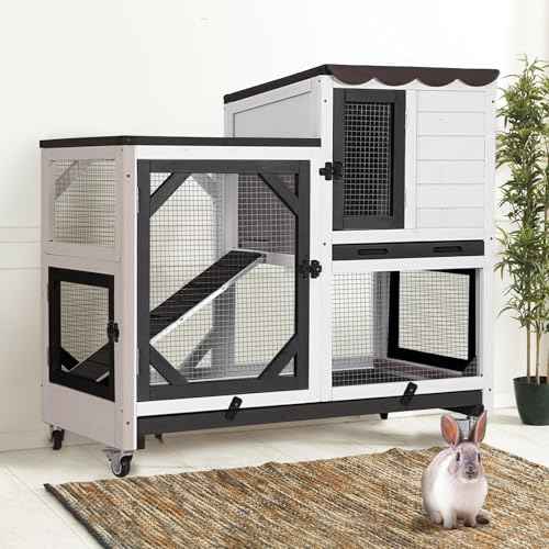 2 Story Rabbit Hutch Bunny cage Wooden Rabbit Cage Indoor