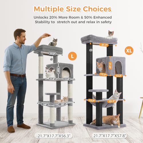 Cat Tree for 30lbs Large Cats (Black / 57.8 Inches)
