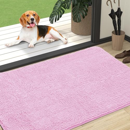 Dog Door Mat for Muddy Paws 47x32 (Pink / 47" X 32")
