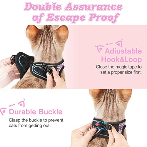 Cat Harness and Leash for Walking Escape Proof (XXS / Lpink)
