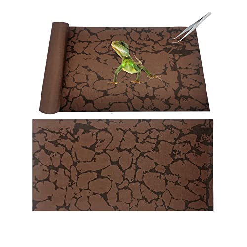 Reptile Carpet Sand Mat for Bearded Dragon Terrarium Substrate Liner Brown Reversible Lizard Bedding Mats for Cage Leopard Gecko Tortoise Turtle Snake Chameleon with Tweezer 20"x 39" (L:19.7"x39.3"(2Pcs))