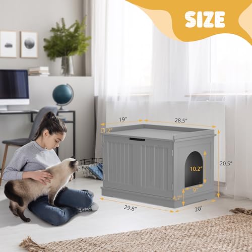 Cat Litter Box Enclosure Cabinet (Gray)