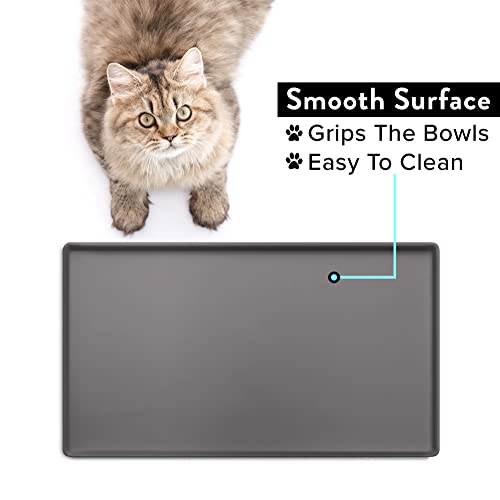 Premium Cat Food Mat (24"L x 14"W / Carbon)
