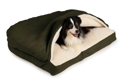 Rectangle Cozy Cave Dog Bed (Olive / Medium)