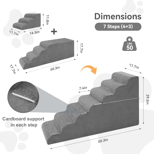 7 Step Dog Stairs for High Beds