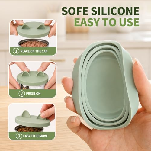 3-in-1 Dog Food Can Lids, Cat Food Can Covers, 2pcs, Sage Green (Light Green)