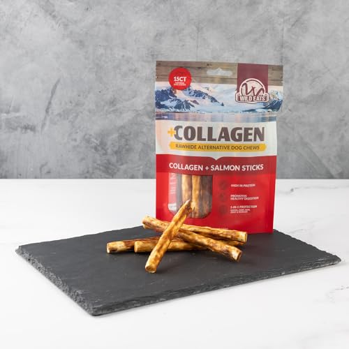 Real Salmon Collagen Bully Sticks for Dogs (5.3 Ounce (Pack of 15))