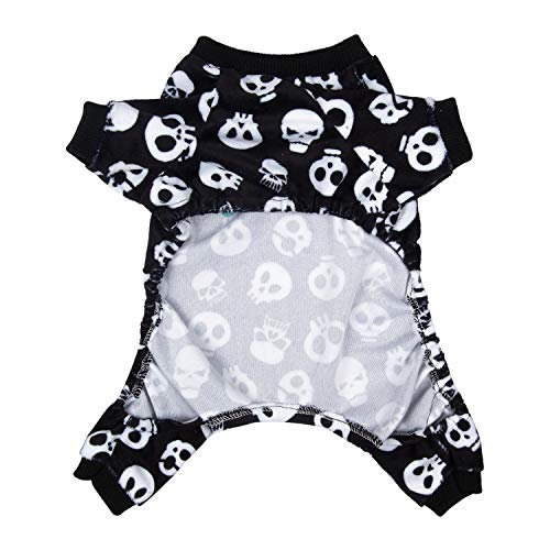 Dog Halloween Pajamas Puppy Onesies Small Dogs Soft Pjs Coat Cat Apparel Comfy Pet Christmas Clothes Outfit Doggie Bodysuit (Medium / Skulls)