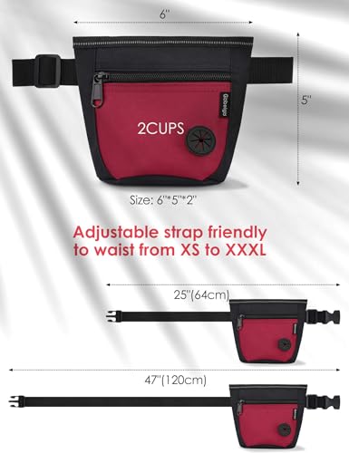 2 Cup Dog Treat Pouch with Training Clicker (G-Black/Red)