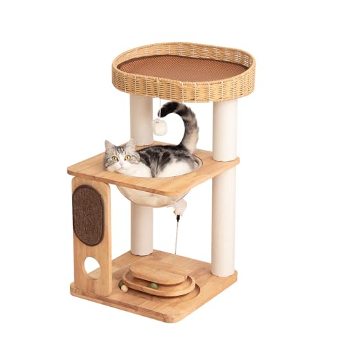 32" Wood Cat Tree Tower (Nature S81)