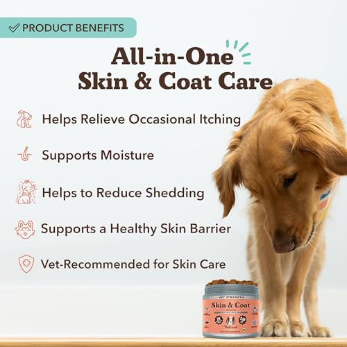 Vet Strength Skin & Coat Supplement for Dogs (90-Vet Strength)