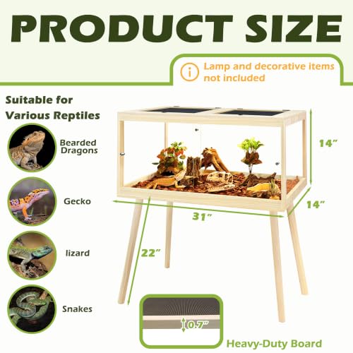 Bearded Dragon Tank with Legs (Oak / 30Gallons, 31inch)