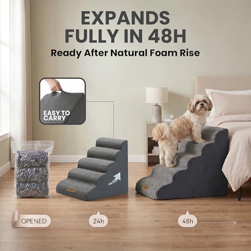 Dog Stairs for High Beds (Light Grey / Stairs 24.5"H)