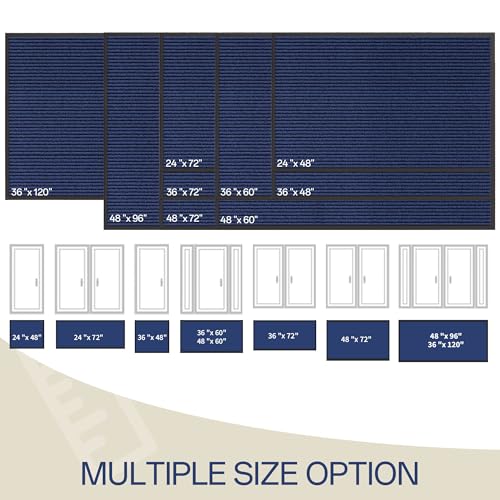 Front Door Mat Outside Entrance (Blue Striped / 4' x 8' (Rectangular))