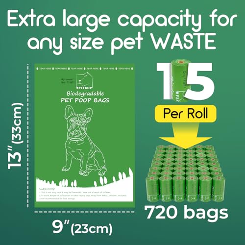 Biodegradable Dog Poop Bags 720 Count (720 Count (Pack of 1) / Natural Unscented)