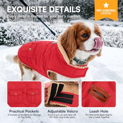 XL Warm Dog Cold Weather Coat Ultra Thick Quilting Winter Jacket (X-Large / Red)