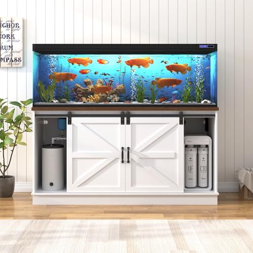 Farmhouse 75 120 Gallon Fish Tank Stand with Power Outlet (White / 75-120 Gallon)